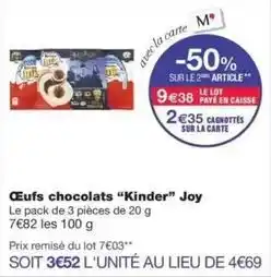 Monop' Kinder - œufs chocolats joy offre