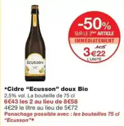 Monop' Ecusson Cidre doux Bio offre