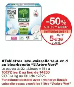 Monop' L'Arbre Vert Tablettes lave-vaisselle tout-en-1 au bicarbonate offre