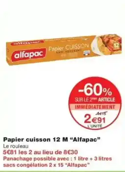 Monop' Alfacap Papier cuisson offre
