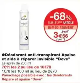 Monop' Dove Déodorant anti-transpirant Apaise offre