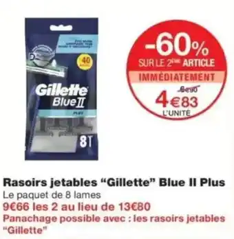 Monop' Gillette Rasoirs jetables blue II plus offre