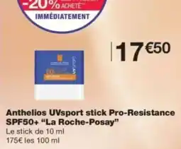 Monop' La Roche-Posay Anthelios UVsport stick Pro-Resistance SPF50+ offre