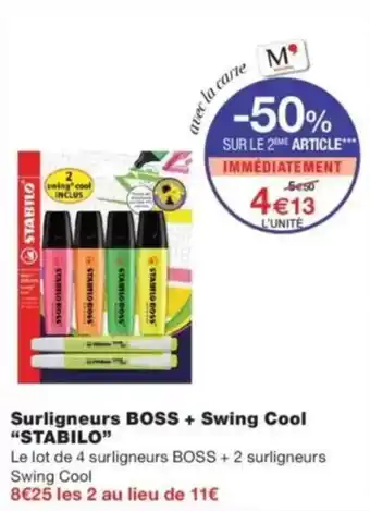 Monop' STABILO Surligneurs BOSS + Swing Cool offre