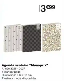 Monop' Monoprix Agenda scolaire offre