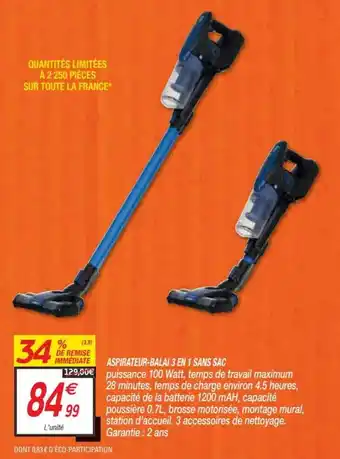 Aspirateur-Balai 3 En 1 Sans Sac