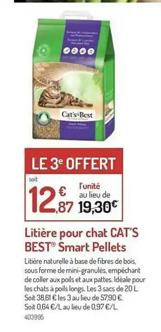 Botanic Litière Pour Chat Cat's Best Smart Pellets offre
