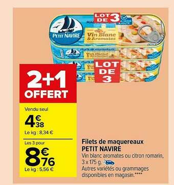Carrefour Market Filets De Maquereaux Petit Navire offre