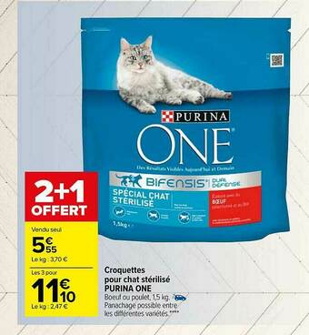 Carrefour Market Croquettes Pour Chat Stérilisé Purina One offre