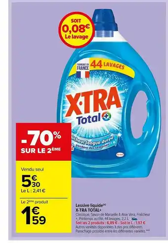 Carrefour Market Lessive Liquide X-tra Total+ offre