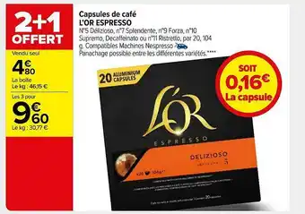 Capsules De Café L'or Espresso
