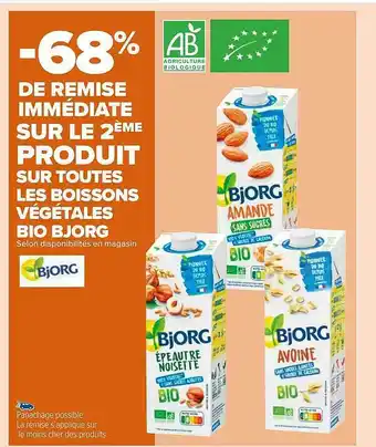 Carrefour Market Boissons Végétales Bio Bjorg offre
