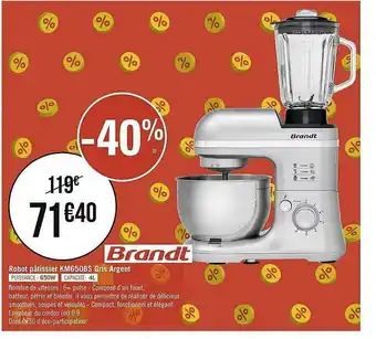 Géant Casino Robot Pâtissier Gris Argent Brandt offre
