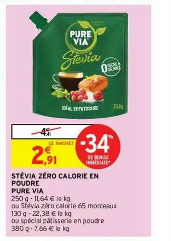 Intermarché Stévia Zéro Calorie En Poudre Pure Via -34% De Remise Immédiate offre