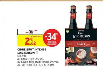 Intermarché Cidre Brut Intense Loic Raison -34% De Remise Immédiate offre