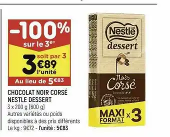 Chocolat Noir Corsé Nestlé Dessert