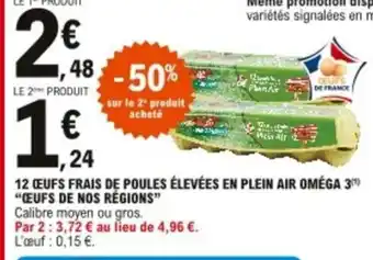 E.Leclerc 12 œufs Frais de Poules élevées En Plein Air Oméga 3 offre