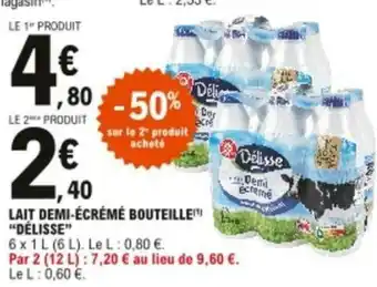 E.Leclerc Lait Demi-écrémé Bouteille offre