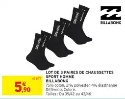 Intermarché Hyper BILLABONG Chaussettes sport homme offre