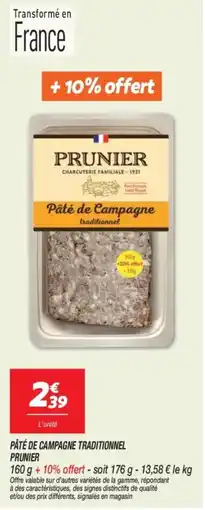 Netto PRUNIER Pâté de Campagne traditionnel offre