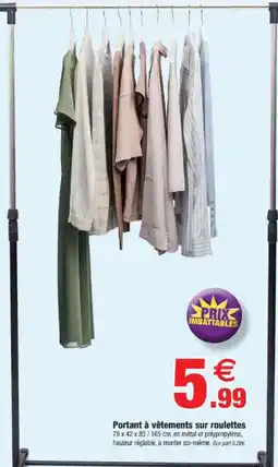 Bazarland Portant à vêtements sur roulettes offre