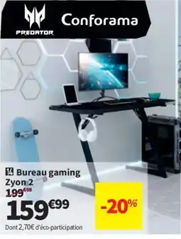 Conforama PREDATOR Bureau gaming Zyon 2 offre