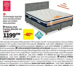 Conforama Matelas Nuit Fraiche offre
