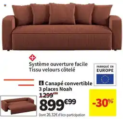 Conforama Noah Canapé convertible 3 places offre