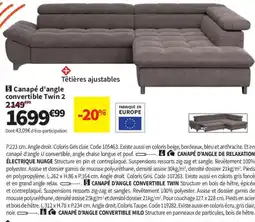 Conforama Canapé d'angle convertible Twin 2 offre