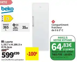 Conforama Beko 1 porte réfrigérateur offre