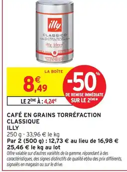 Intermarché Express Illy café en grains torréfaction classique offre