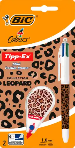 Auchan Bic lot de 1 stylo 4 couleurs + 1 souris correctrice léoapard bic offre