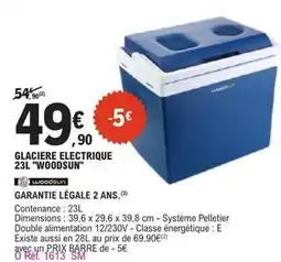 E.Leclerc L'Auto Glacière electrique 23l woodsun offre