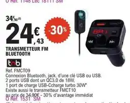 E.Leclerc L'Auto Transmétiqueur fm bluetooth offre