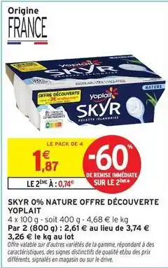 Intermarché Yoplait - skyr 0% nature offre découverte offre