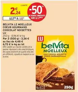 Intermarché Lu - belvita le moelleux coeur gourmand chocolat noisettes offre