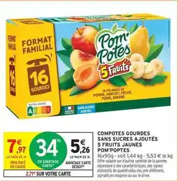 Intermarché Pom'potes - compotes gourdes sans sucres ajoutés 5 fruits jaunes offre