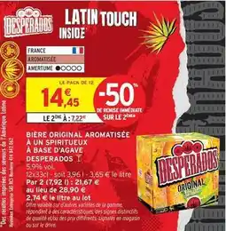 Intermarché Desperados - bière original aromatisée à un spiritueux à base d'agave offre