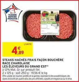 Intermarché Fini - steaks hachés frais façon bouchère race charolaise les éleveurs du grand est offre