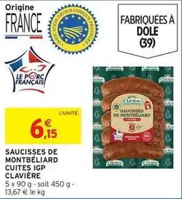 Intermarché Clavière - saucisses de montbeliard cuites igp offre