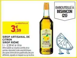 Intermarché Signal - sirop artisanal de citron sirop rième offre