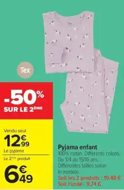 Carrefour Drive Pyjama enfant offre