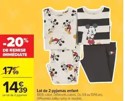 Carrefour Drive Lot de 2 pyjamas enfant offre