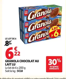 Auchan LU Granola chocolat au lait offre