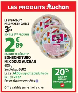 Auchan AUCHAN Bonbons tubo mix doux offre