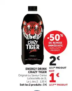 Super U CRAZY TIGER Energy drink offre