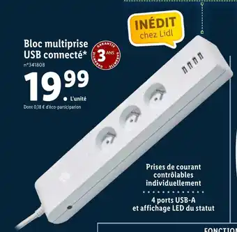 Lidl Bloc multiprise USB connecté offre