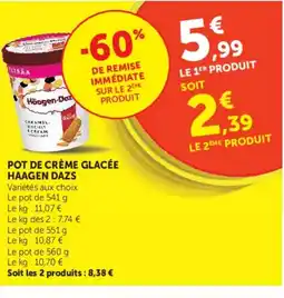 Super U HAAGEN DAZS Pot de crème glacée offre