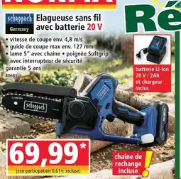 Norma Scheppach élagueuse sans fil avec batterie 20 v offre