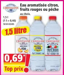 Norma Cristaline eau aromatisée citron, fruits rouges ou pêche offre
